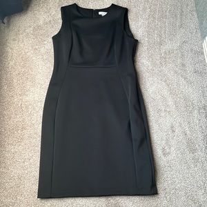 CALVIN KLEIN BLACK SLEEVELESS SCUBA CREPE SHEATH DRESS
